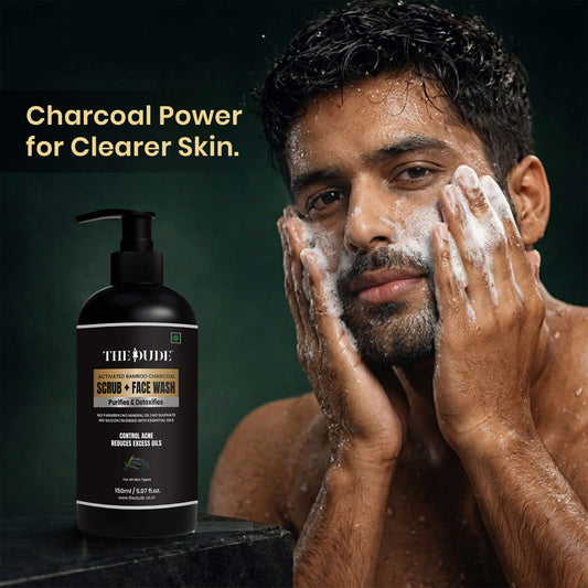 THE DUDE Activated Bamboo Charcoal Scrub + Face Wash 150 ml