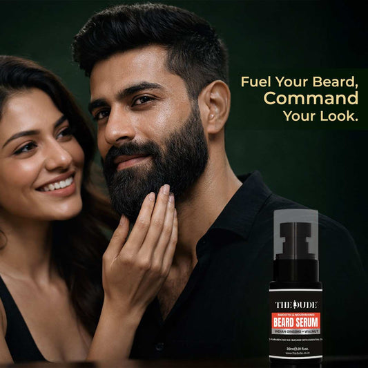 THE DUDE Smooth Nourishing Beard Serum for Men - 30 ml | Ashwagandha, Walnut & Aloe | Softens Rough Beard | Reduces Itch & Dryness