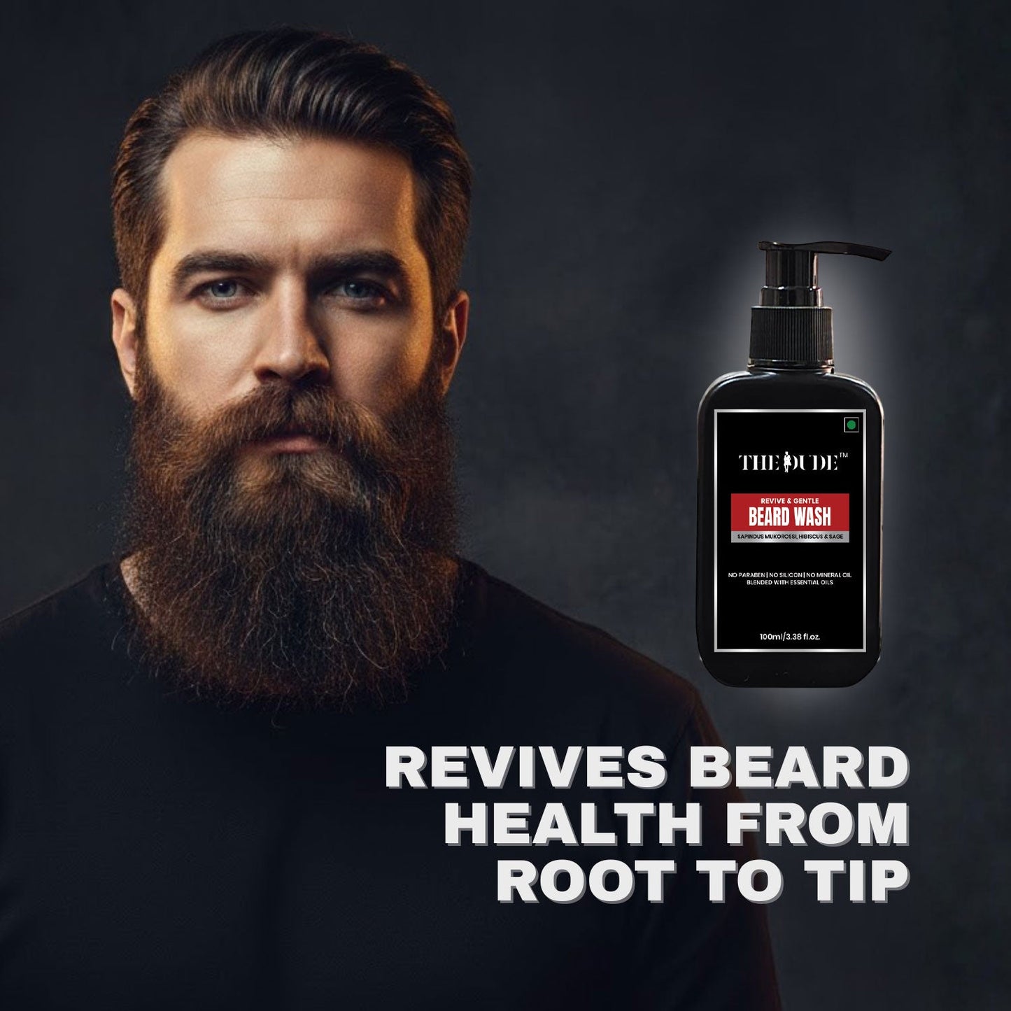 THE DUDE Revive Gentle Beard Wash for Men - 100 ml | Mild Daily Cleanser | Removes Dirt Odour & Beard Dandruff | Softens & Refreshes Beard