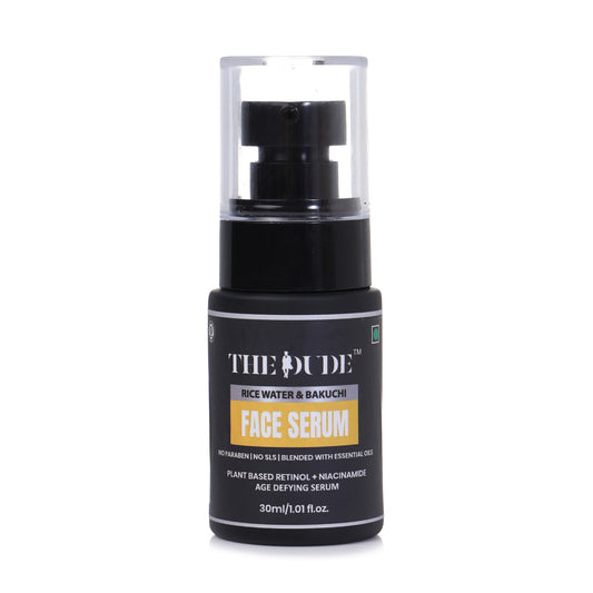 THE DUDE Rice Water & Bakuchi Face Serum for Men - 30 ml | Plant Based Retinol Niacinamide | Improves Texture & Fine Lines