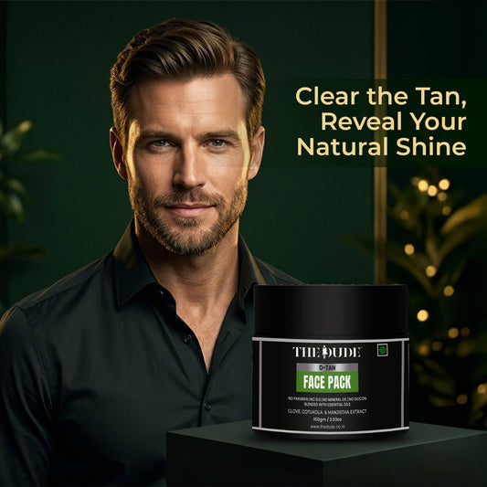 THE DUDE D-Tan Face Pack for Men - 100 gm | Clove, Gotu Kola & Manjistha | Removes Tan & Dullness | Brightens & Clears Skin