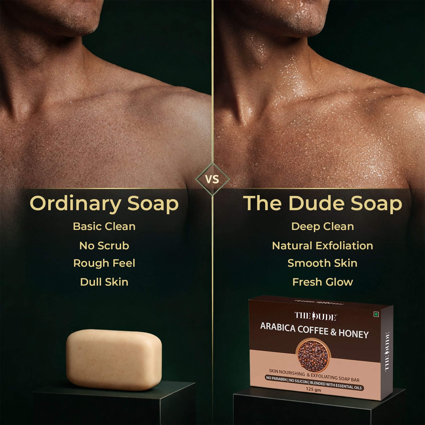The Dude Skin Nourishing & Exfoliating Soap Bar with Arabica Coffee, Honey & Citrus Limon- 125g