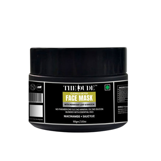 The Dude Clean & Detox Face Mask with Indian Bay Leaf & Bakuchi - 100gm