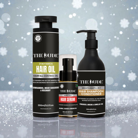 THE DUDE Complete Hair Care Ritual Kit for Men | Hair Fall Control Range | Nourishes Scalp Strengthens Roots | Healthy Hair Regimen
