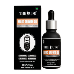 THE DUDE Beard Growth Oil for Men - 30 ml | Himalayan Cedarwood, Jojoba & Fenugreek | Promotes Thicker Beard | For Patchy Uneven Growth
