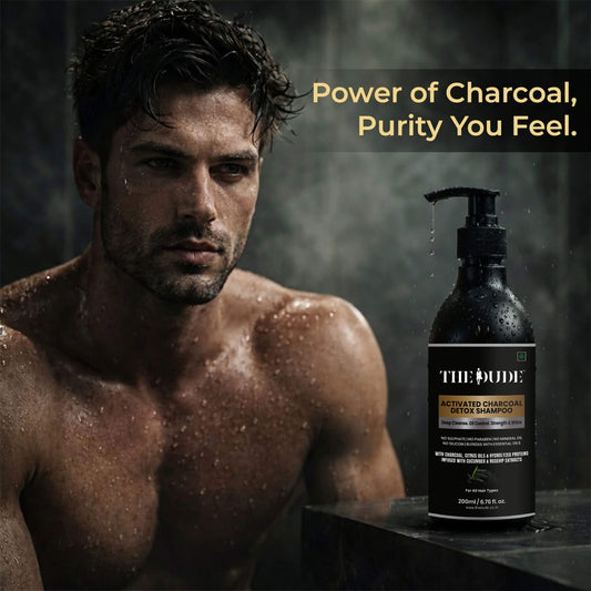 THE DUDE Activated Charcoal Detox Hair Shampoo – Deep Cleanse & Oil Control | 200 ml