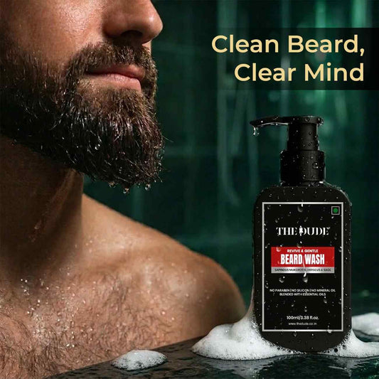 THE DUDE Revive Gentle Beard Wash for Men - 100 ml | Mild Daily Cleanser | Removes Dirt Odour & Beard Dandruff | Softens & Refreshes Beard