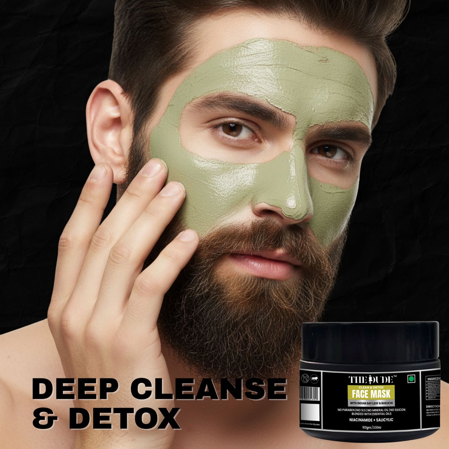 The Dude Clean & Detox Face Mask with Indian Bay Leaf & Bakuchi - 100gm