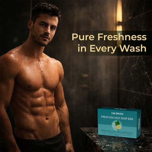 The Dude Fresh Sea Salt Soap Bar with Mentha spicata, Citrus Limon & Indian water lily