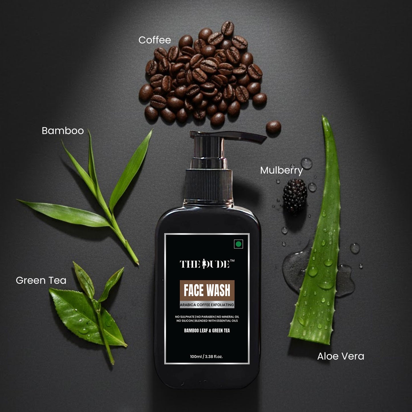 THE DUDE Coffee Exfoliating Face Wash for Men - 100 ml | Arabica Coffee Bamboo Green Tea | Gently Exfoliates & Revives Dull Skin