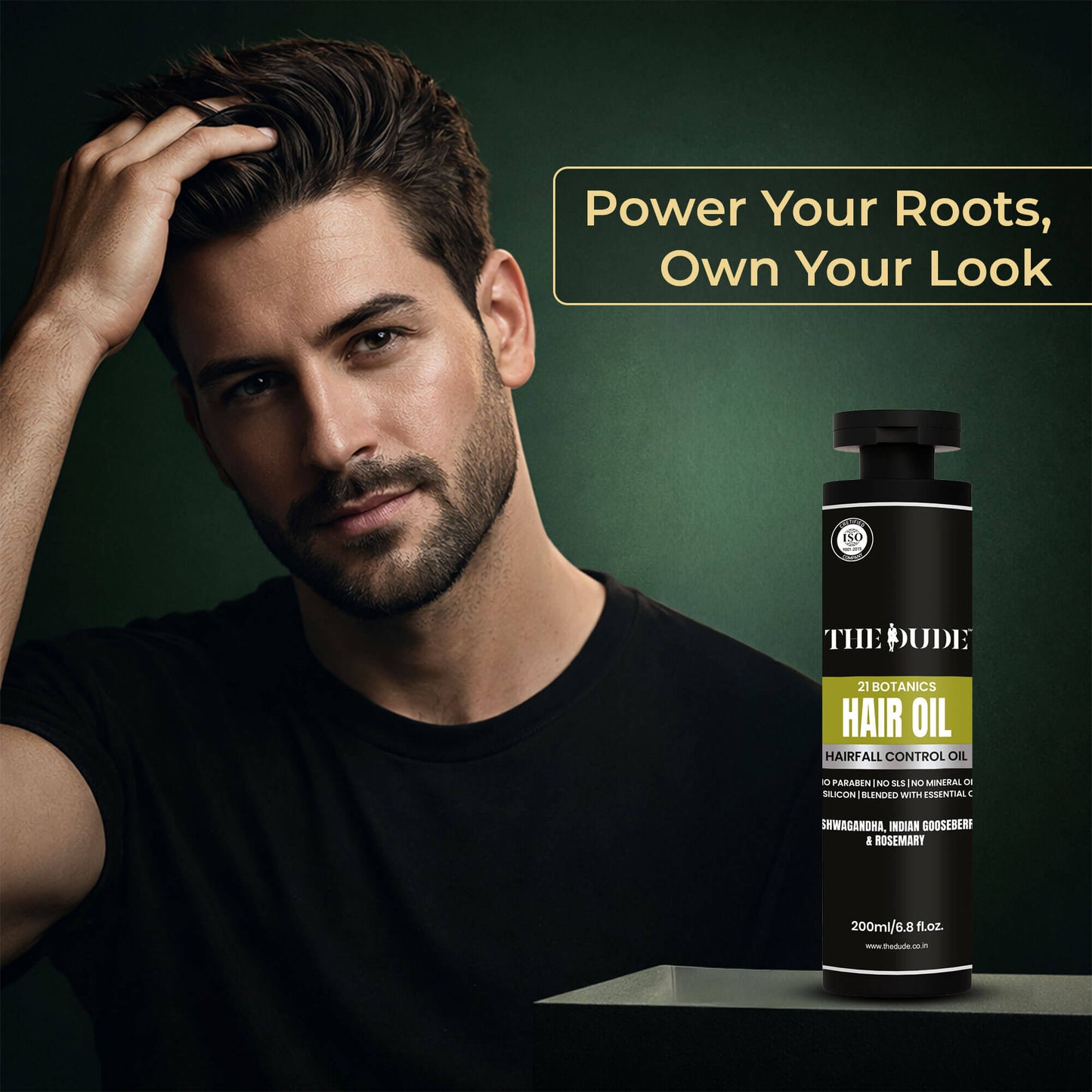 THE DUDE 21 Botanics Hairfall Control Hair Oil for Men - 200 ml | Ashwagandha, Brahmi & Rosemary | Reduces Hair Fall & Strengthens Roots | For Weak Thinning Hair
