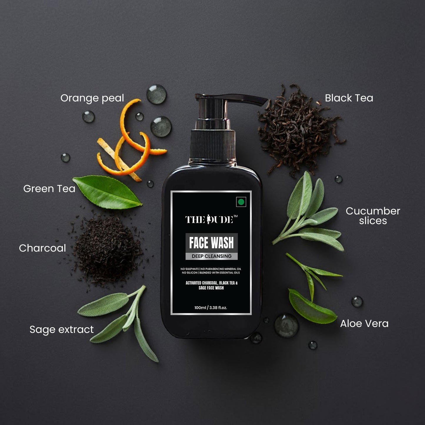The Dude Deep Cleansing Activated Charcoal, Black Tea & Sage Face Wash - 100ml