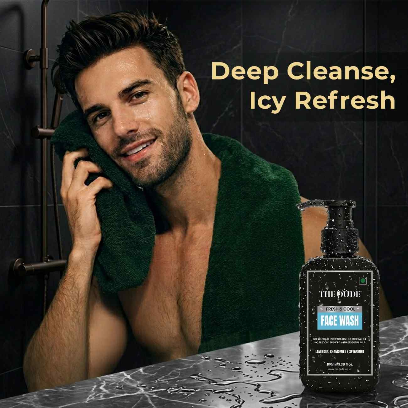 THE DUDE Fresh Cool Face Wash for Men - 100 ml | Lavender, Chamomile & Spearmint | Refreshing Cleanser | Controls Oil & Revives Tired Skin