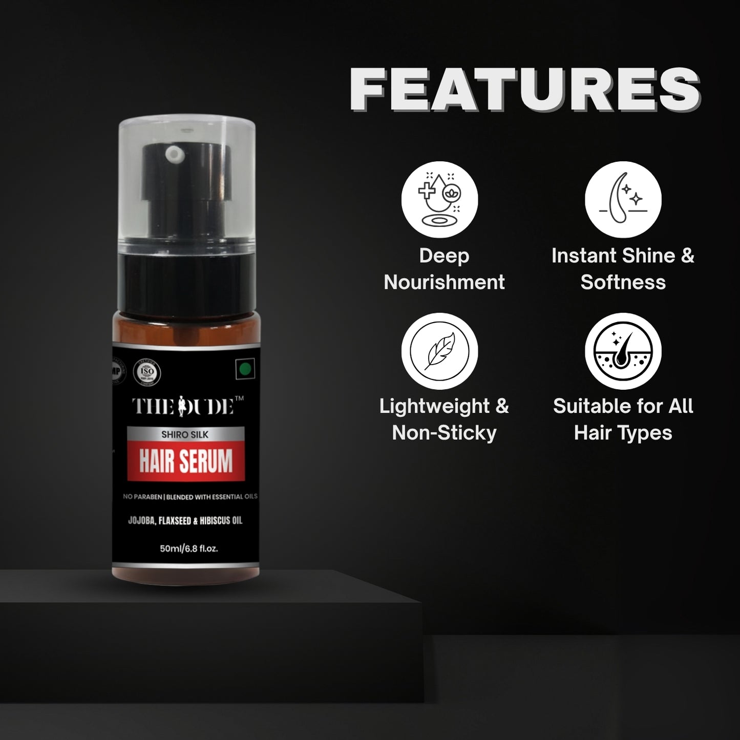The Dude Shiro silk Hair serum with Jojoba, Flaxseed & Hibiscus oil