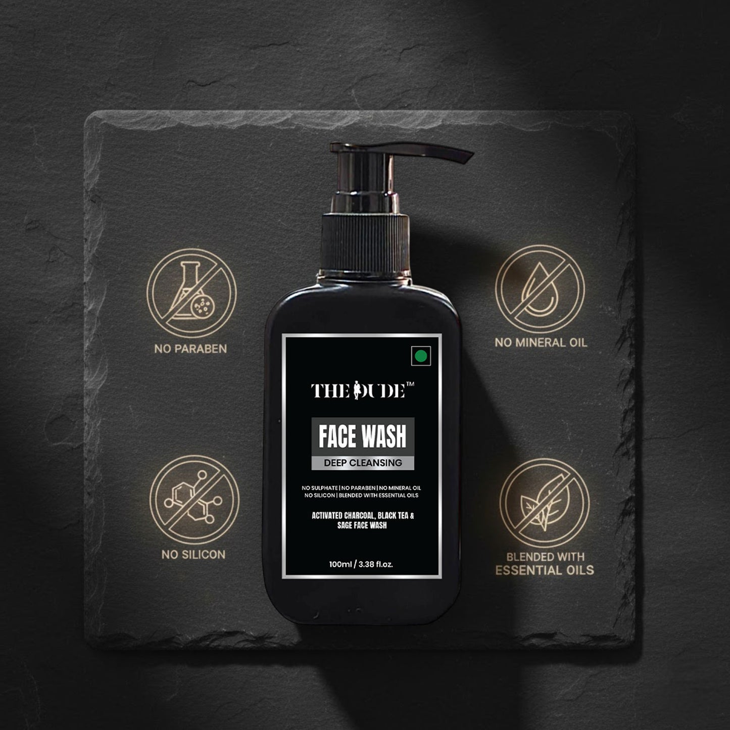 The Dude Deep Cleansing Activated Charcoal, Black Tea & Sage Face Wash - 100ml
