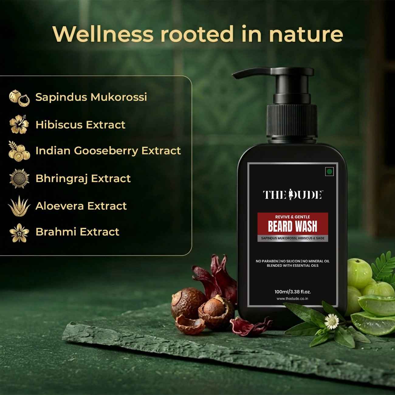 THE DUDE Revive Gentle Beard Wash for Men - 100 ml | Mild Daily Cleanser | Removes Dirt Odour & Beard Dandruff | Softens & Refreshes Beard
