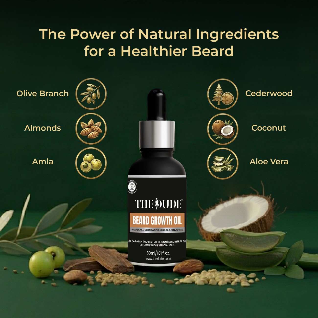 THE DUDE Beard Growth Oil for Men - 30 ml | Himalayan Cedarwood, Jojoba & Fenugreek | Promotes Thicker Beard | For Patchy Uneven Growth