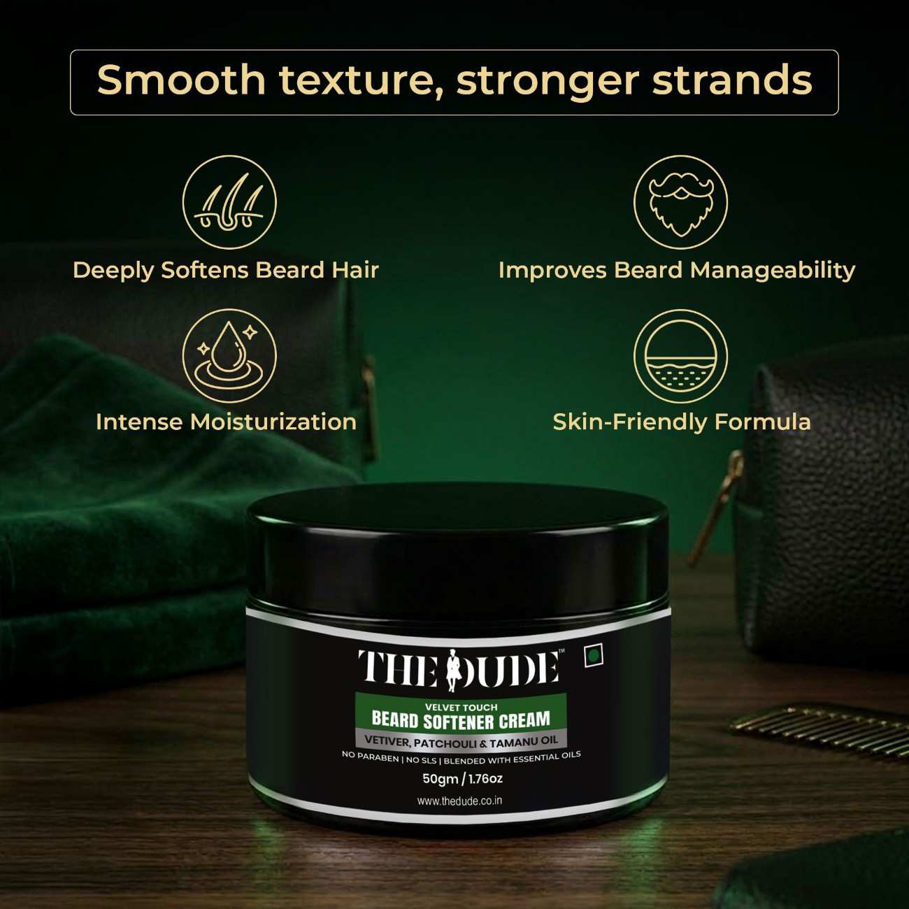 THE DUDE Beard Softner Cream | Velvet Touch Smooth & Soft Beard Care Cream for Men - 50 gm