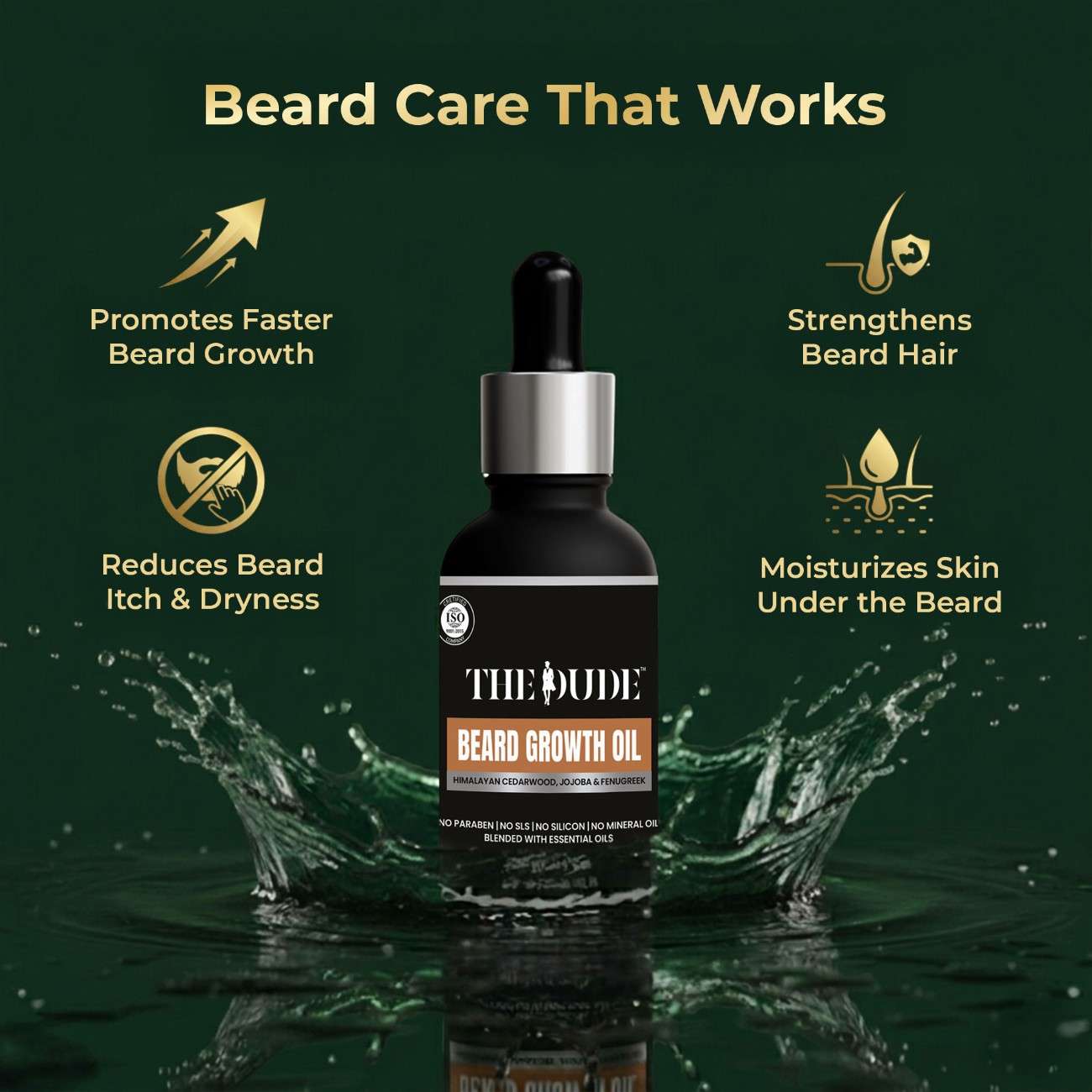 THE DUDE Beard Growth Oil for Men - 30 ml | Himalayan Cedarwood, Jojoba & Fenugreek | Promotes Thicker Beard | For Patchy Uneven Growth