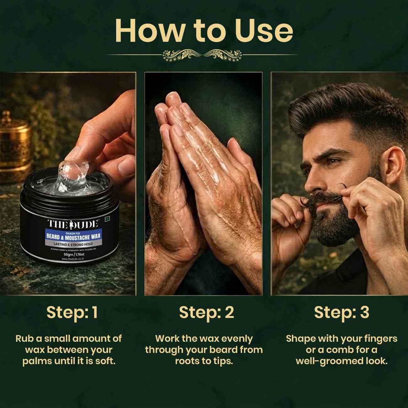 THE DUDE Silken Fix Beard & Moustache Wax for Men - 50 gm | Strong Natural Hold | Styles Beard Without Stiffness | Tames Unruly & Flyaway Beard Hair