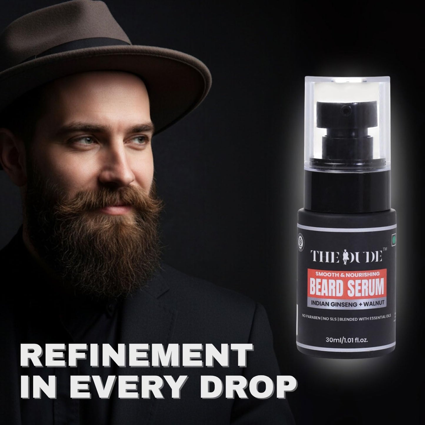 THE DUDE Smooth Nourishing Beard Serum for Men - 30 ml | Ashwagandha, Walnut & Aloe | Softens Rough Beard | Reduces Itch & Dryness