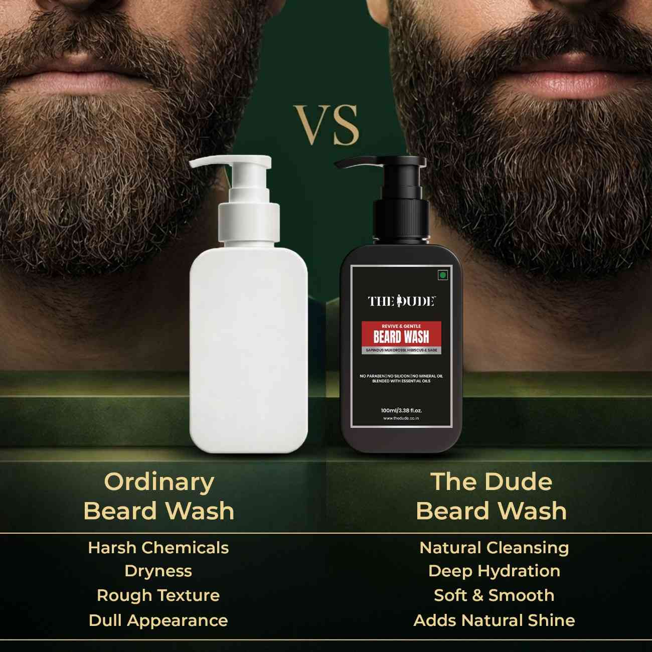 THE DUDE Revive Gentle Beard Wash for Men - 100 ml | Mild Daily Cleanser | Removes Dirt Odour & Beard Dandruff | Softens & Refreshes Beard