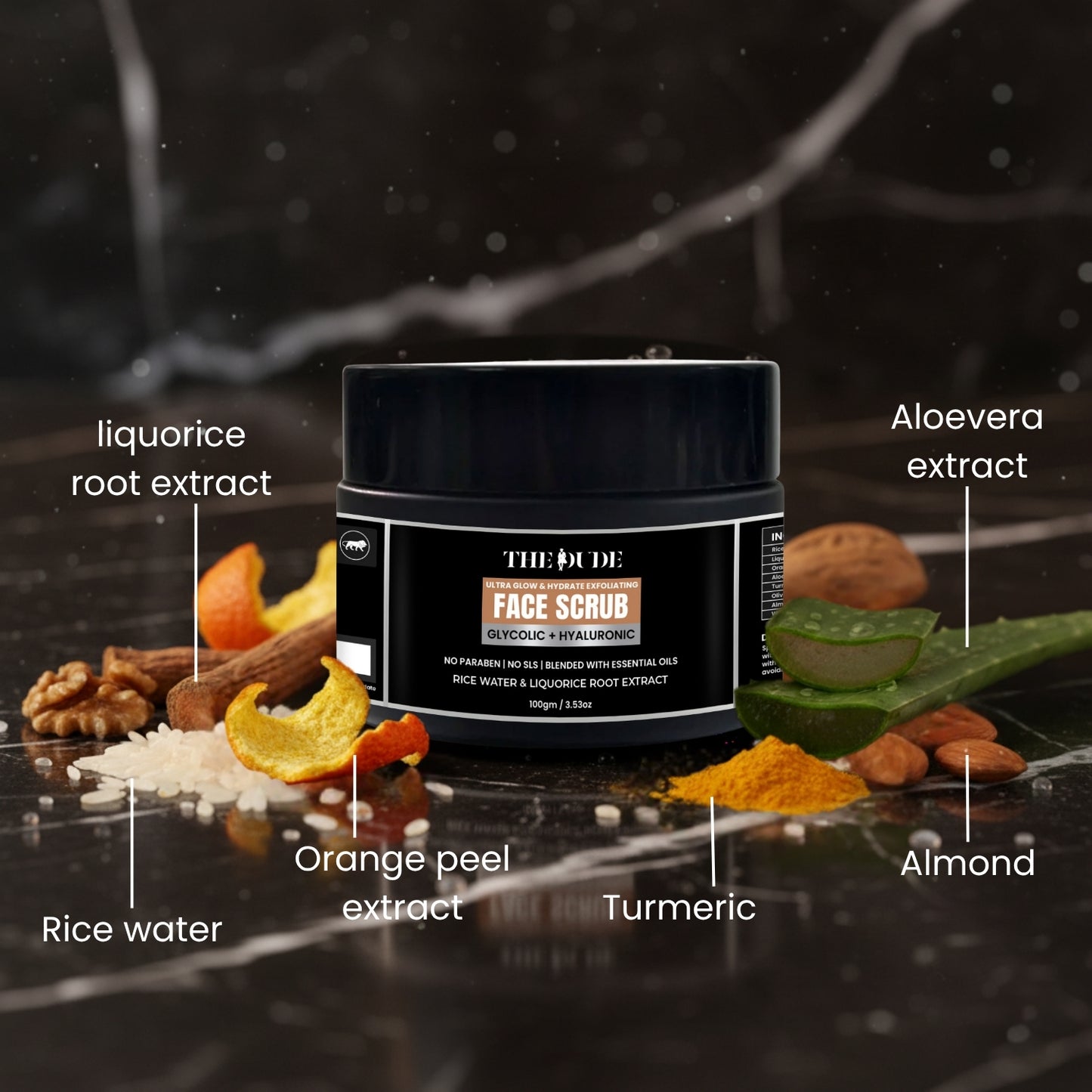 The Dude Ultra Glow & Hydrate Exfoliating Face Scrub with Glycolic + Hyaluronic 100gm