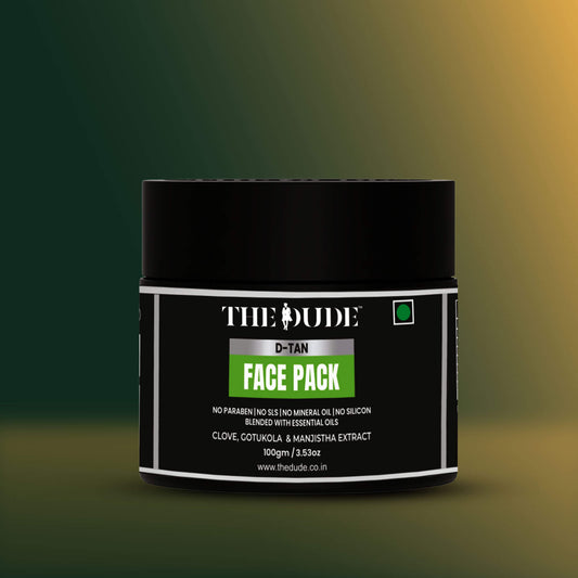 THE DUDE D-Tan Face Pack for Men - 100 gm | Clove, Gotu Kola & Manjistha | Removes Tan & Dullness | Brightens & Clears Skin