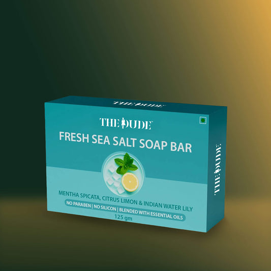 The Dude Fresh Sea Salt Soap Bar with Mentha spicata, Citrus Limon & Indian water lily