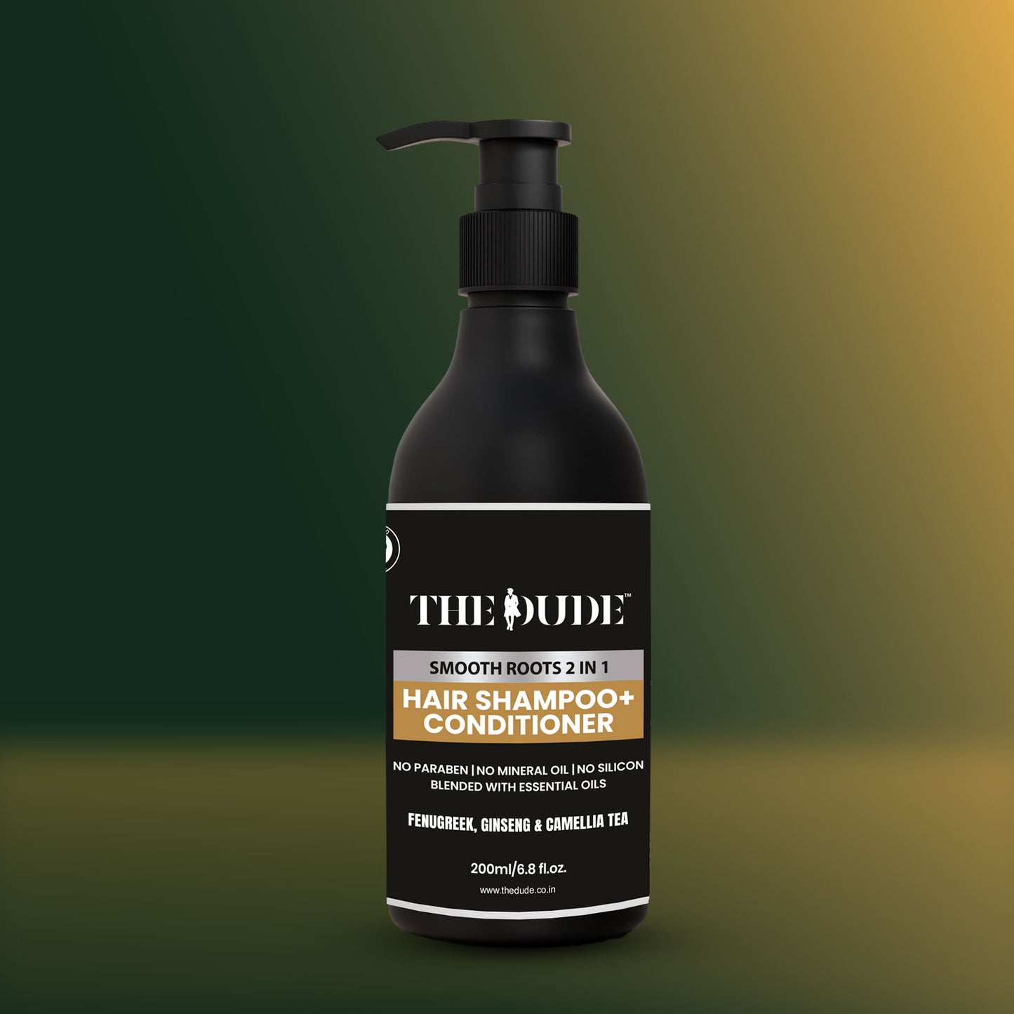 THE DUDE Smooth Roots 2-in-1 Shampoo & Conditioner for Men - 200 ml | Fenugreek, Ginseng & Camellia | Reduces Hair Fall & Dryness | Strengthens Roots