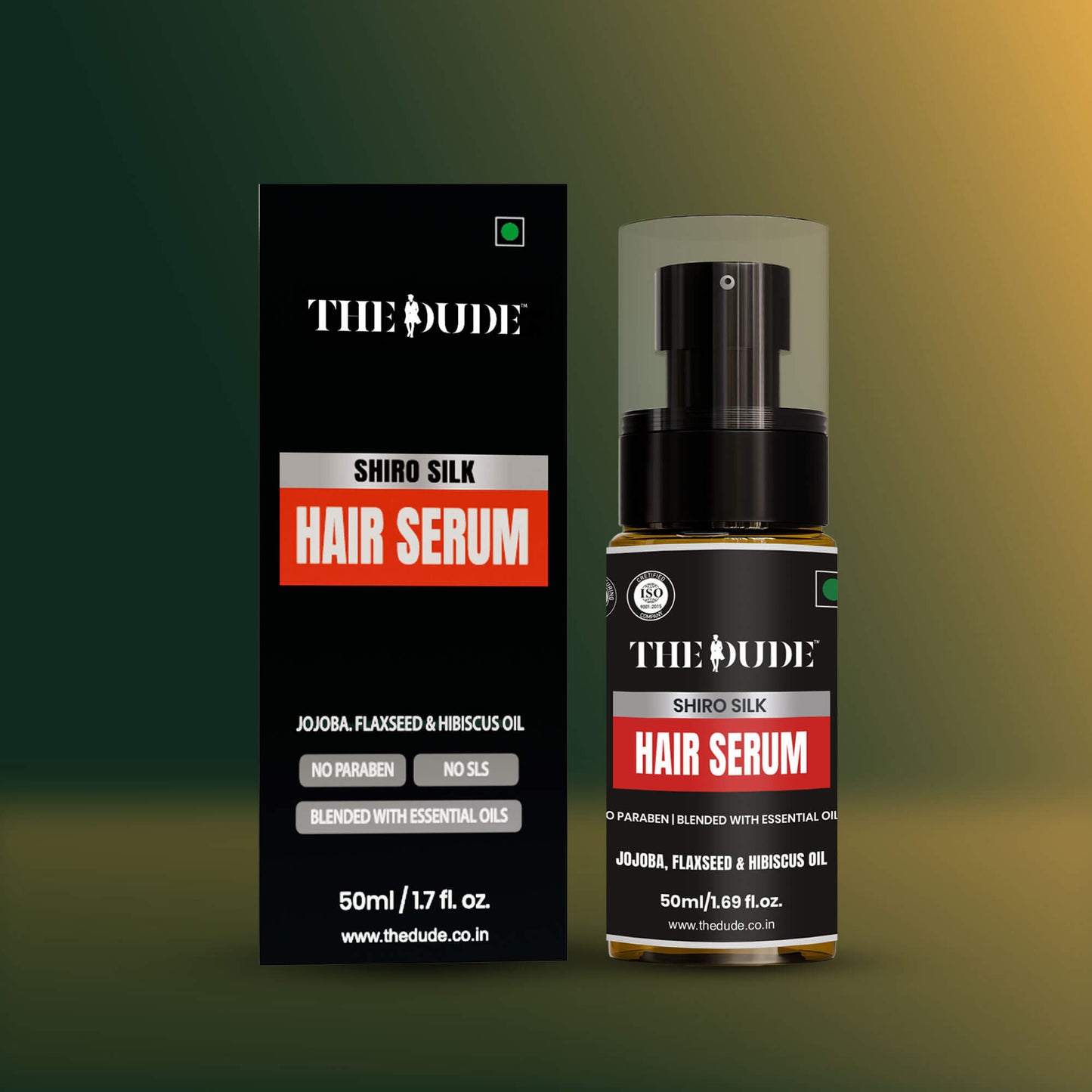 THE DUDE Shiro Silk Hair Serum for Men - 50 ml | Jojoba, Flaxseed & Hibiscus | Controls Frizz & Flyaways | Adds Shine & Smoothness to Dry Dull Hair