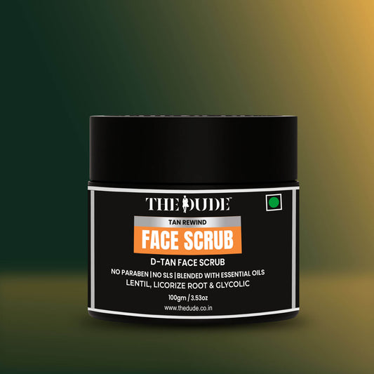 THE DUDE D-Tan Face Scrub for Men - 100 gm | Papaya, Gotu Kola & Manjistha | Removes Sun Tan & Pollution | Brightens Skin Tone
