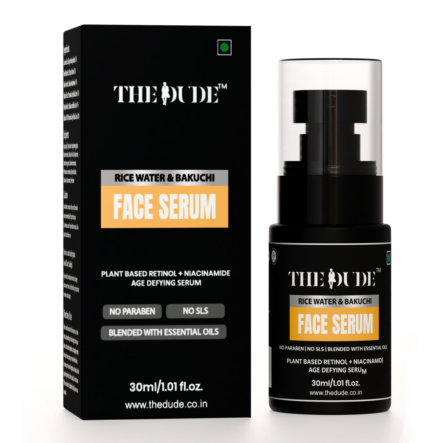 THE DUDE Rice Water & Bakuchi Face Serum for Men - 30 ml | Plant Based Retinol Niacinamide | Improves Texture & Fine Lines